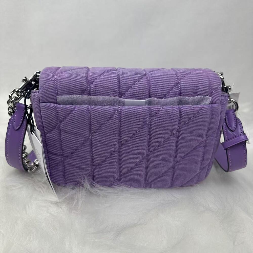 Coach Quinn Bag Shoulder/Crossbody In Denim and Leather/Silver/Iris CBR15 NWT - Picture 4 of 10